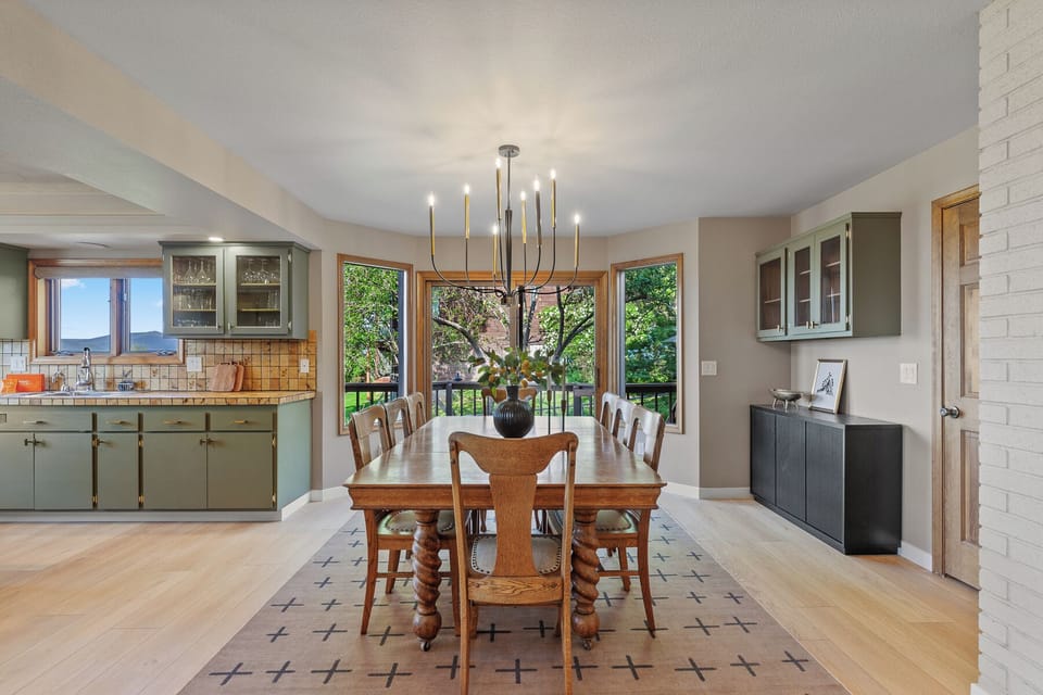 Gather comfortably with dining space for 8 guests.