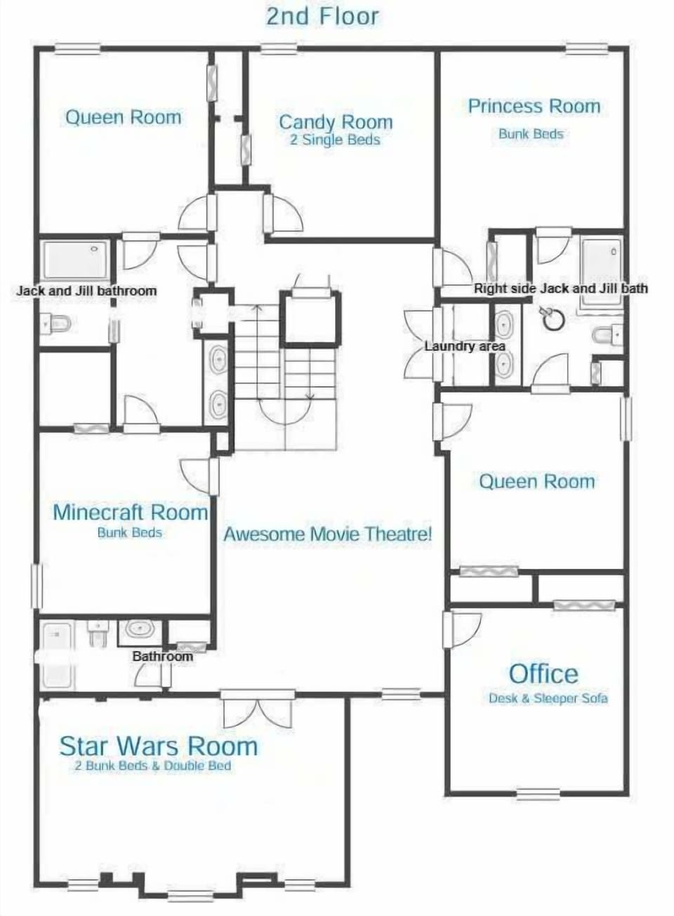 TPVH Properties have well thought out room configurations, allowing for families to sleep close by, while offering everyone a bit of privacy!