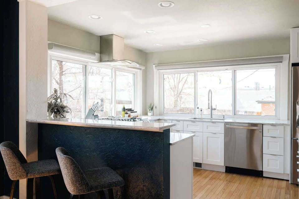 Kitchen with additional bar seating