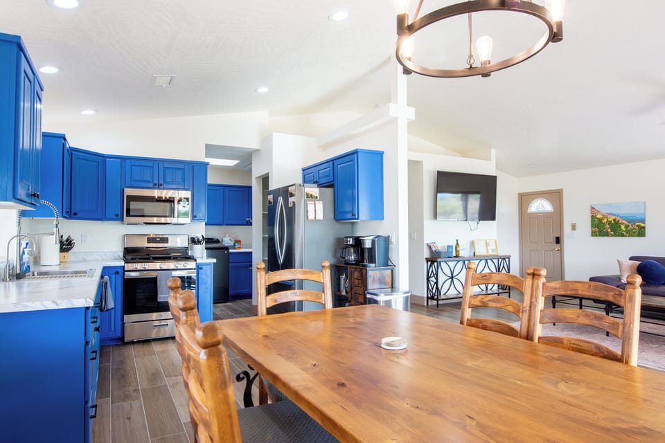 Open kitchen and dining area