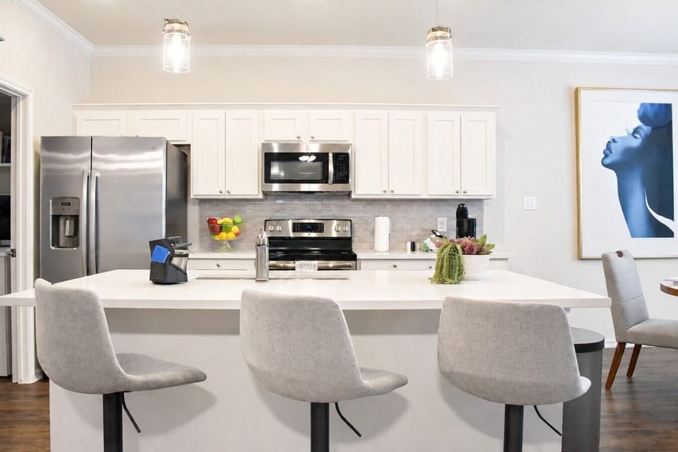 Kitchen island with comfortable seating for casual meals.