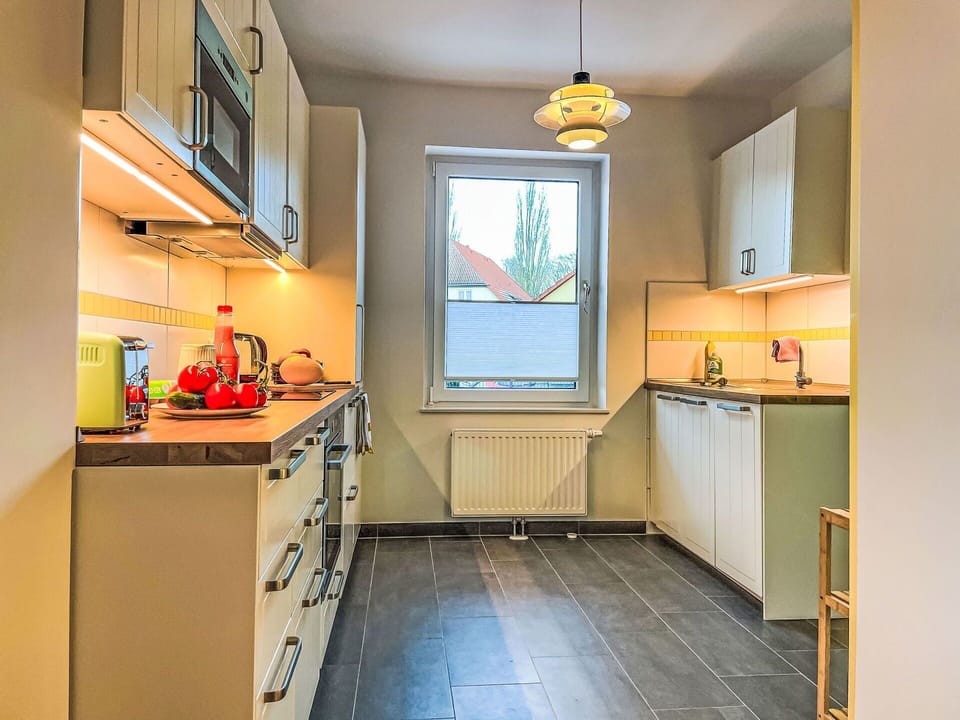 Kitchen, Kitchen Appliance, Countertop, Major Appliance, Cabinetry, Interior Design, Flooring, Ceiling, Floor, Home Appliance