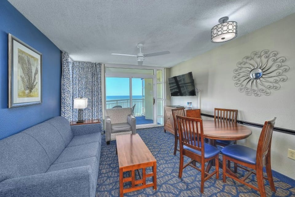 The ocean front living room is fabulous for movie night with the family.