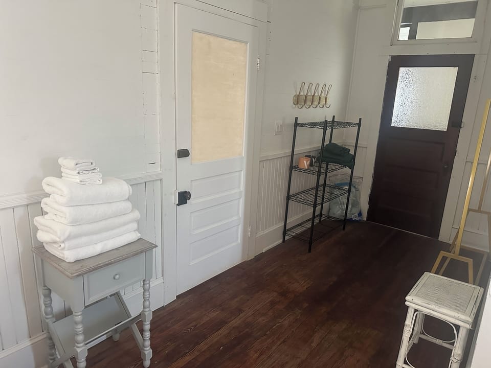 Large bathroom with storage