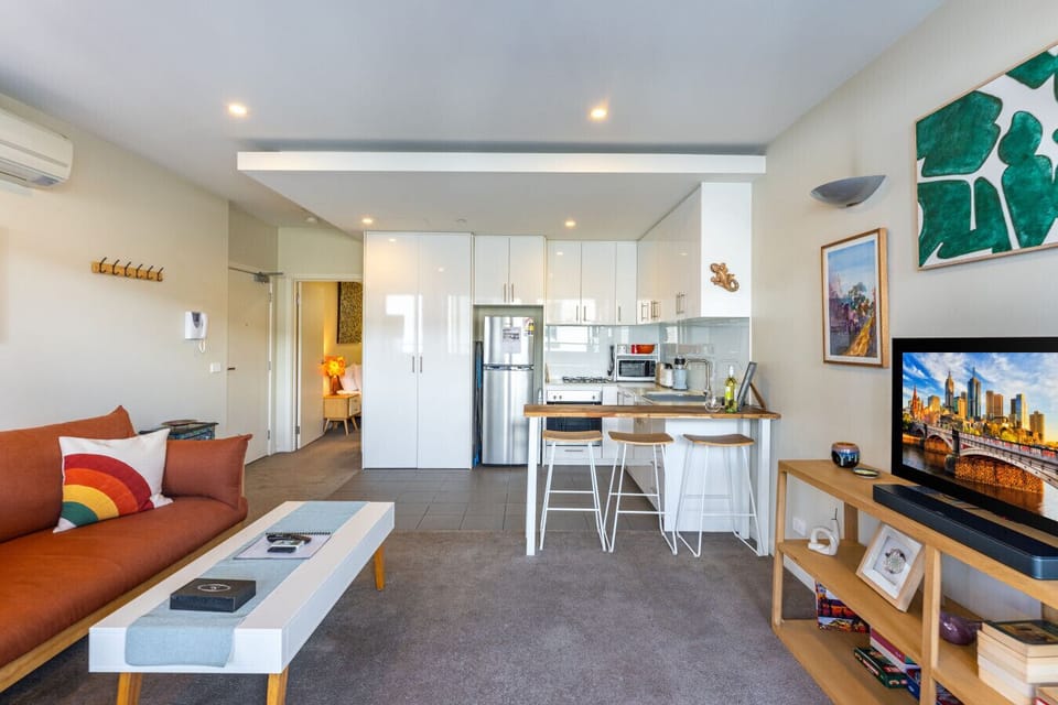 Living area and kitchen easily accessible.