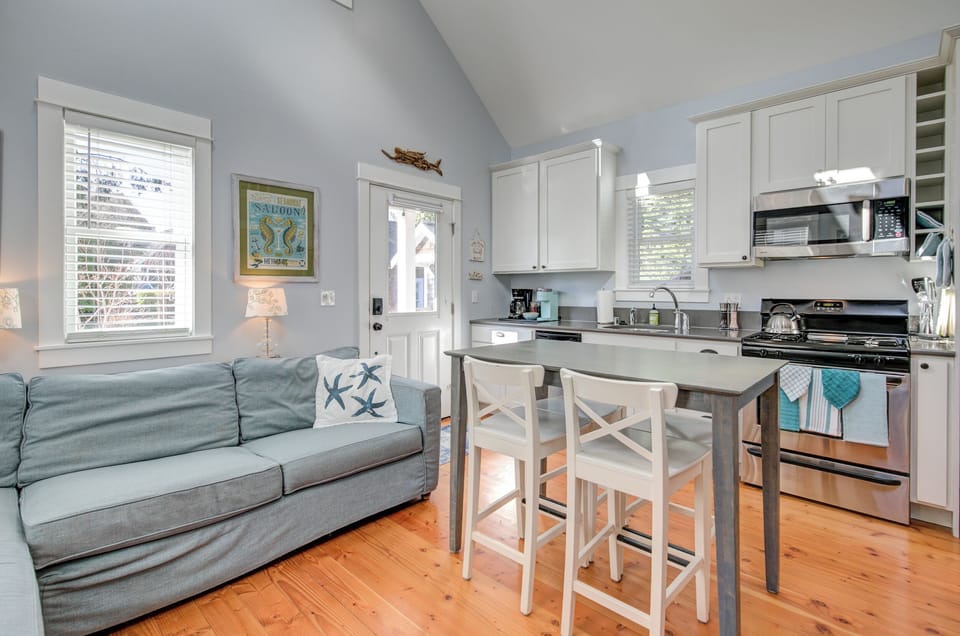 Lots of space for dining and relaxing in the living room and dining room. 