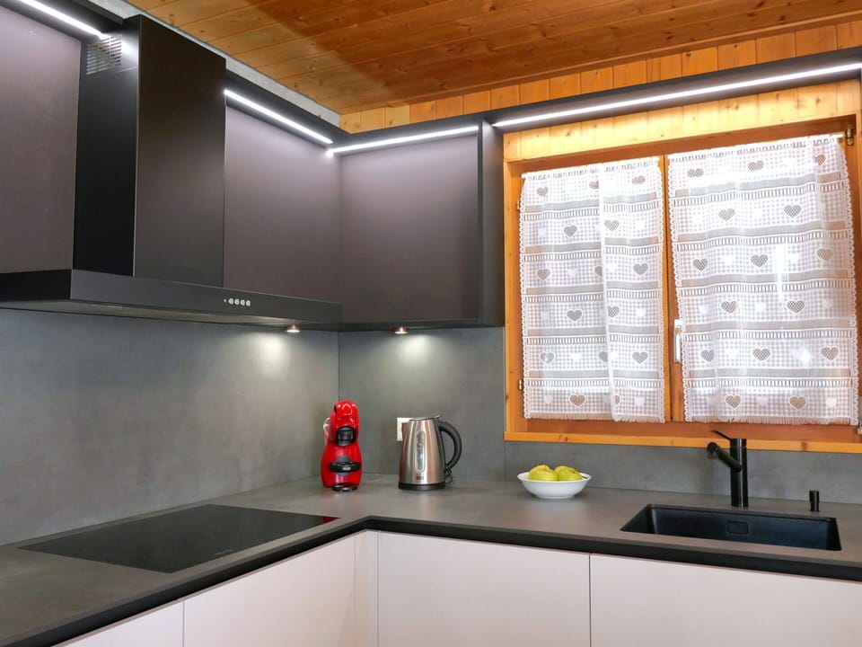 Kitchen, Interior Design, Countertop, Lighting, Ceiling, Light Fixture, Flooring, Kitchen Sink, Home, Kitchen Appliance