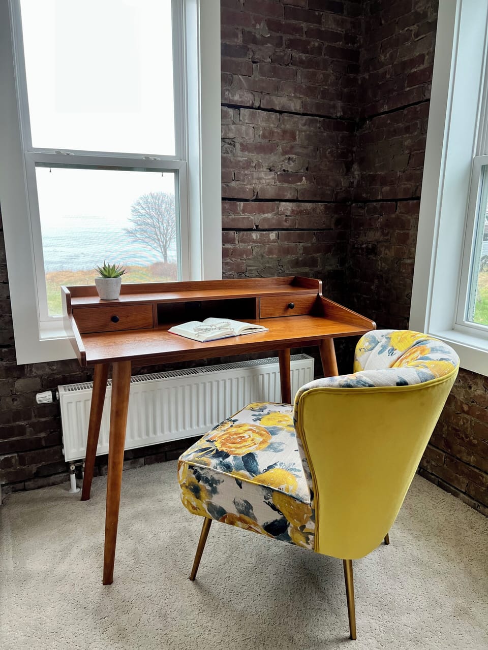 Desk facing the water