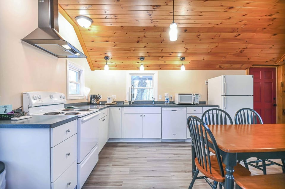 Kitchen and dining space with futon