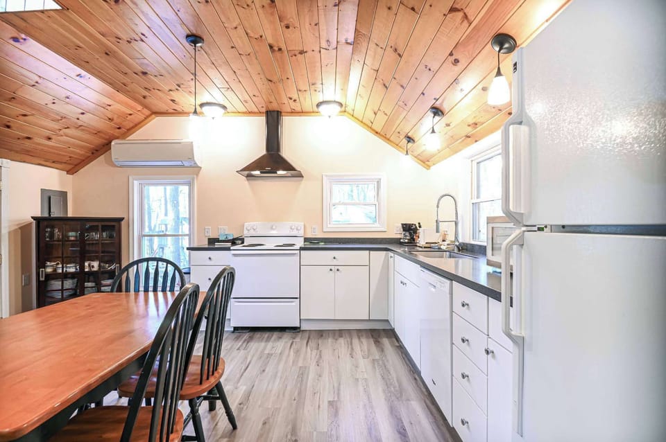 Kitchen and dining space with futon