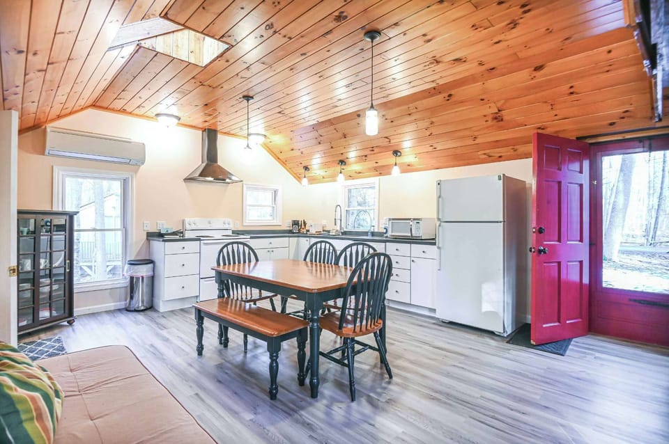 Kitchen and dining space with futon