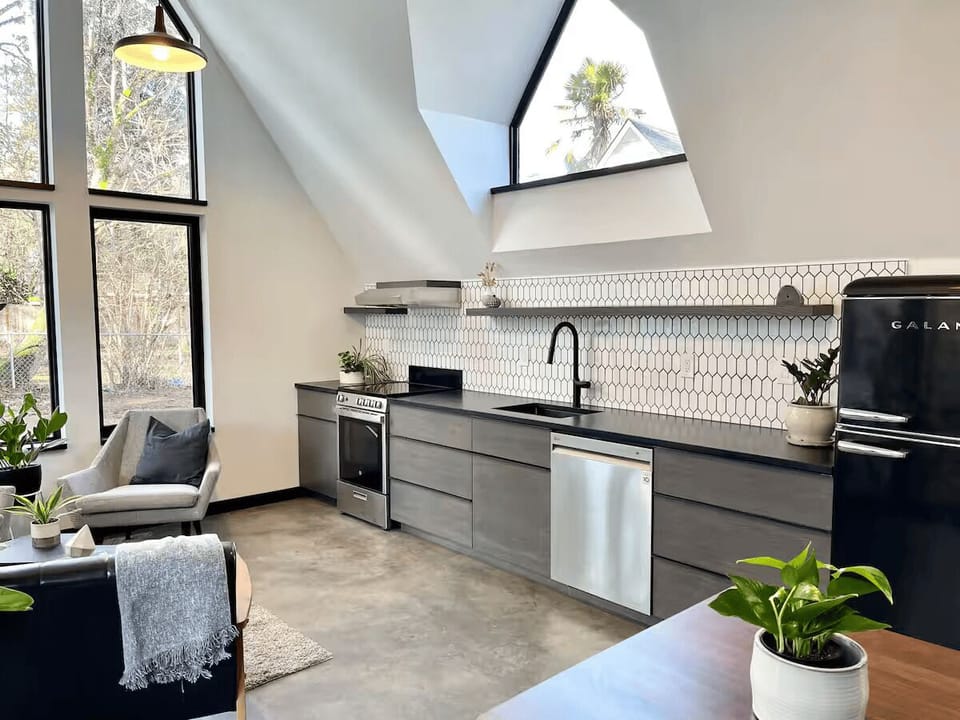 Full kitchen includes brand new appliances. microwave, coffee maker, toaster...