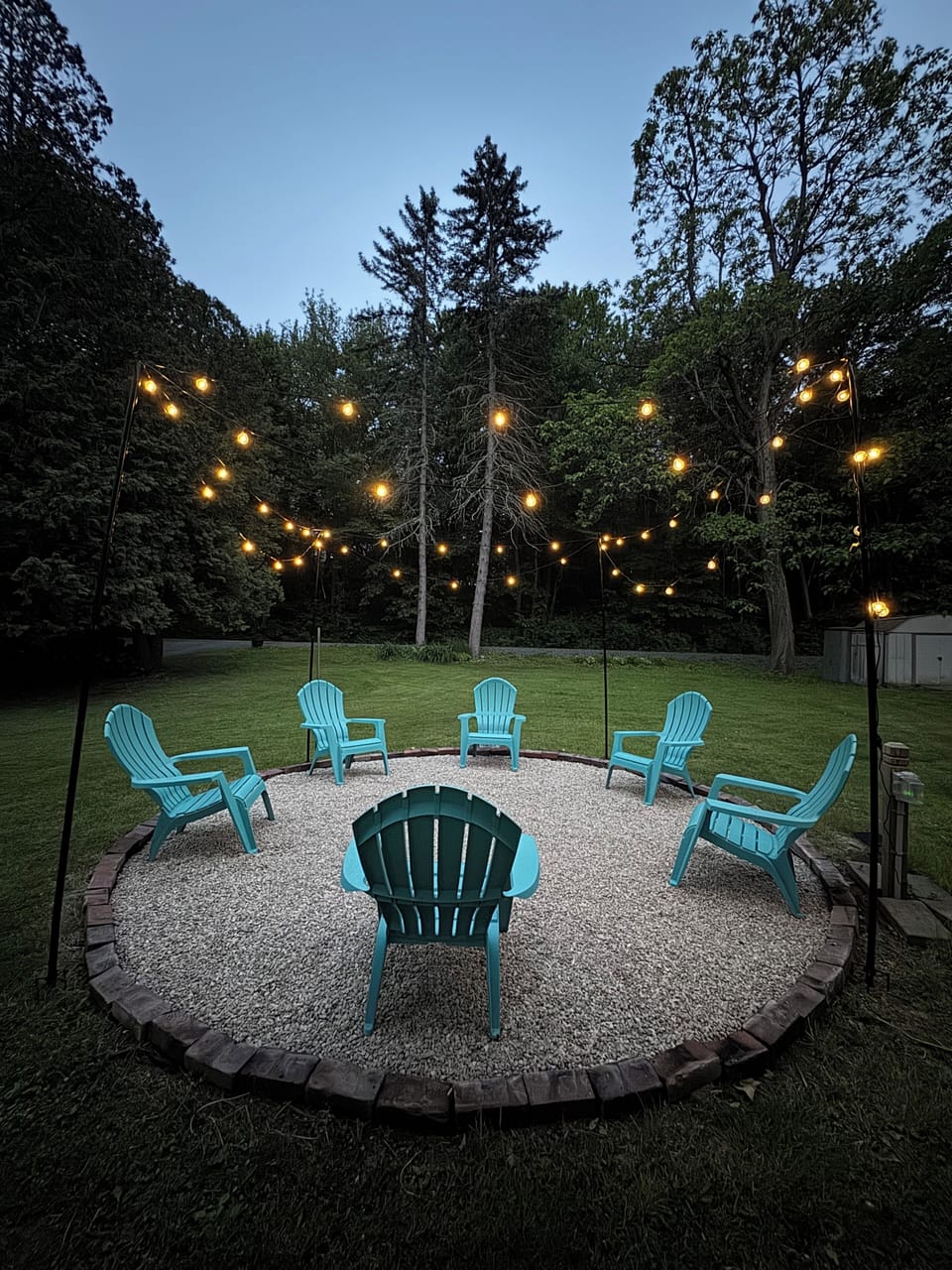 Fire-pit area with lights