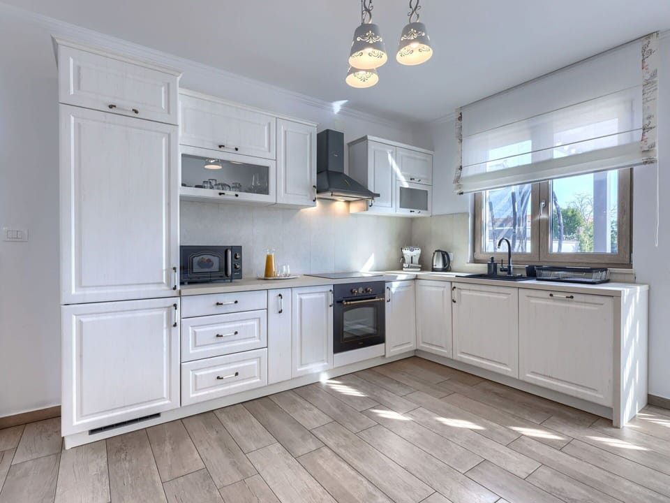 Kitchen, Cabinetry, Interior Design, Major Appliance, Countertop, Kitchen Appliance, Furniture, Flooring, Home, Lighting
