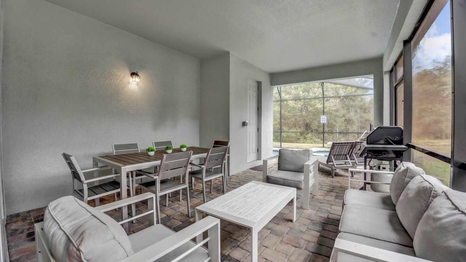 Furnished outdoor lounge and dining area