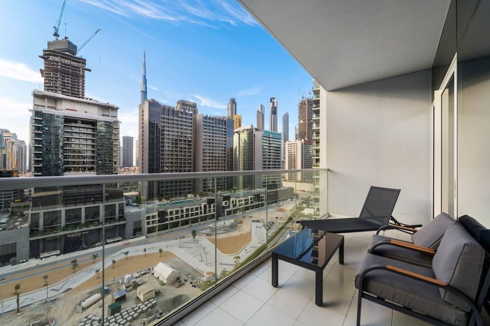 Balcony: Enjoy breathtaking skyline views from your stylish outdoor retreat!