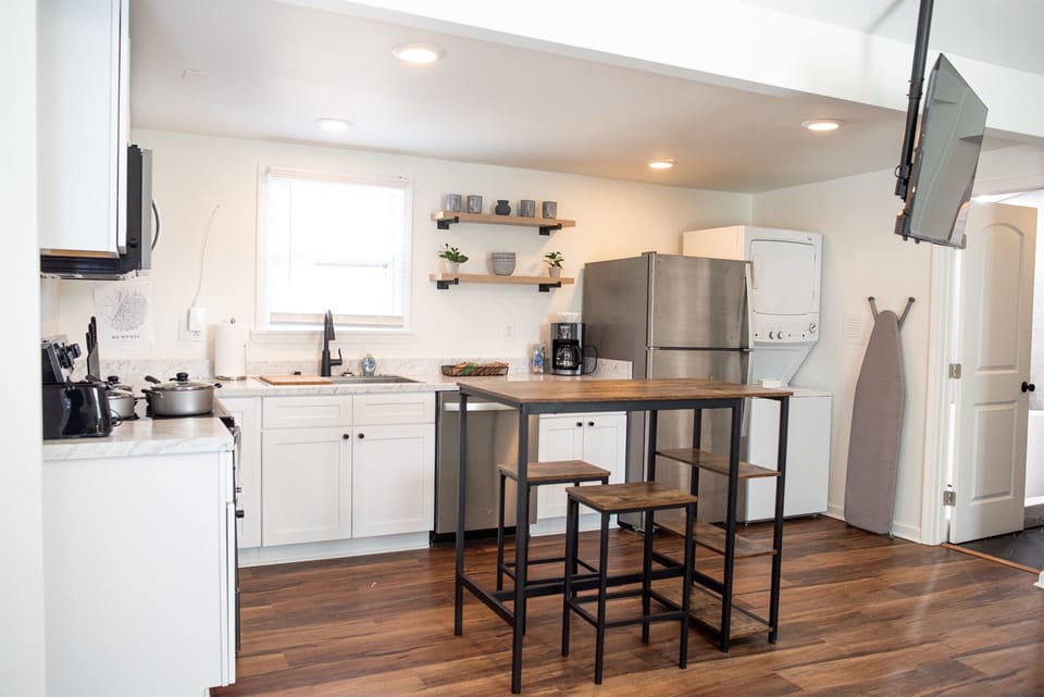 The kitchen area has all the essentials