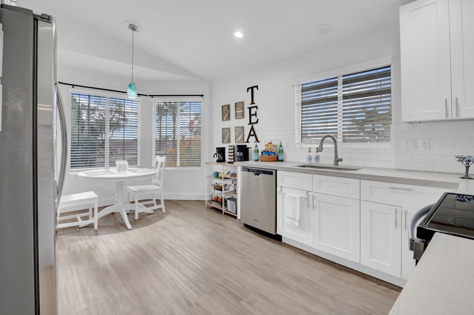 Spacious kitchen with coffee bar