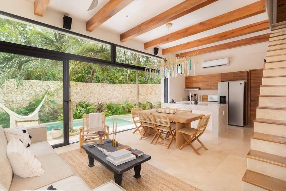 Living room with direct access to private pool