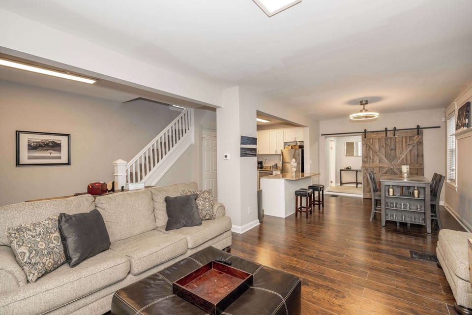 Curl up in the inviting living room & stream your favorites on the smart TV