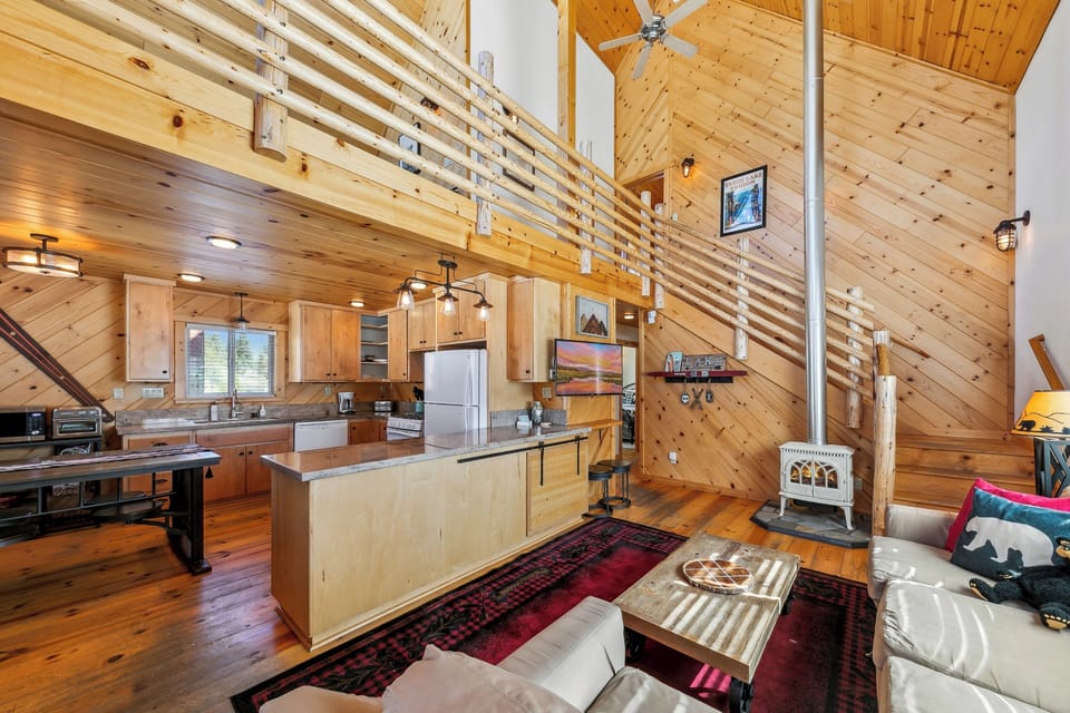 open concept kitchen and living area