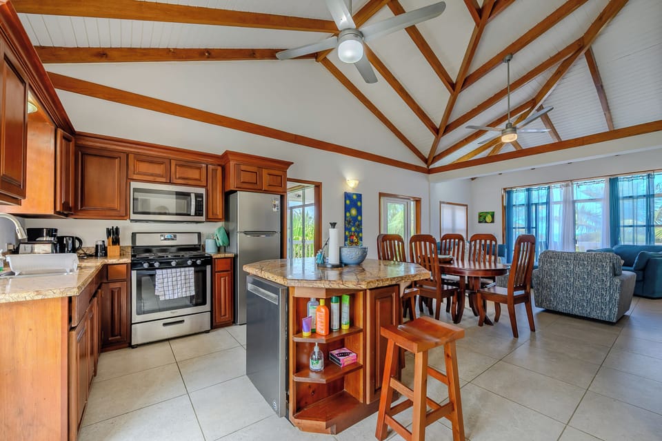 The great room from the road side door. 