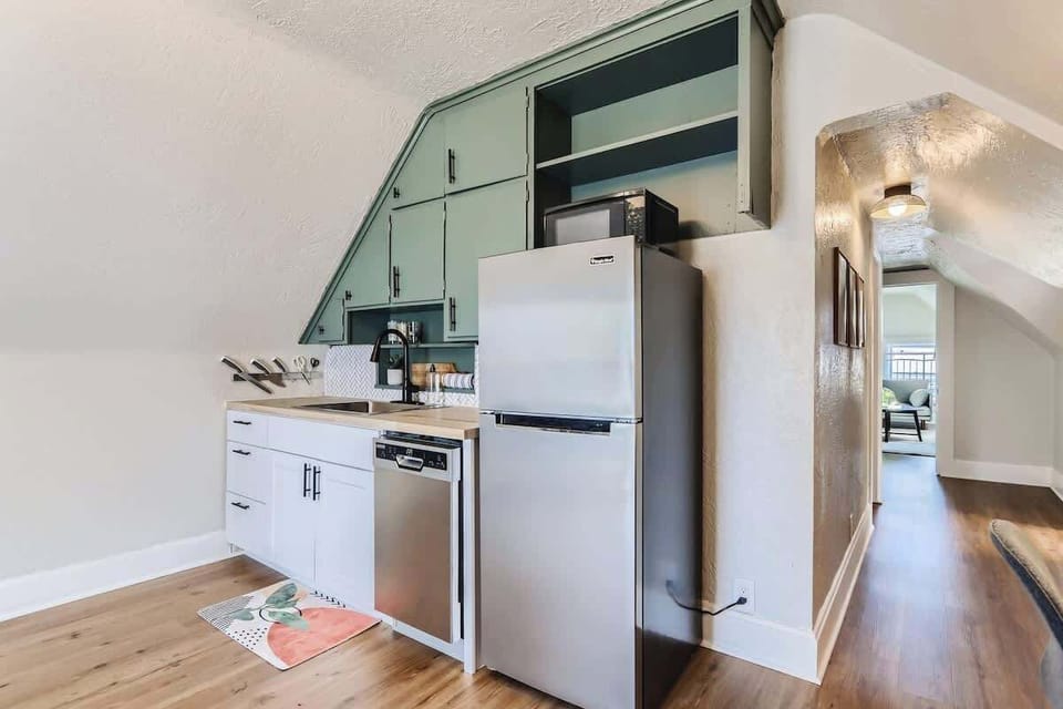 The kitchen comes equipped with all the essentials you'd need to prepare meals at home