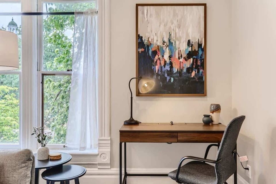 Desk space provides additional ease and comfort when working remotely 
