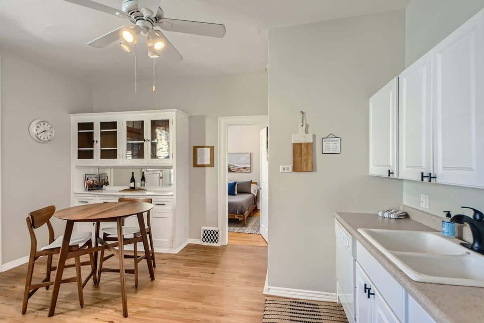 Built-in hutch to maximize storage space in the kitchen area