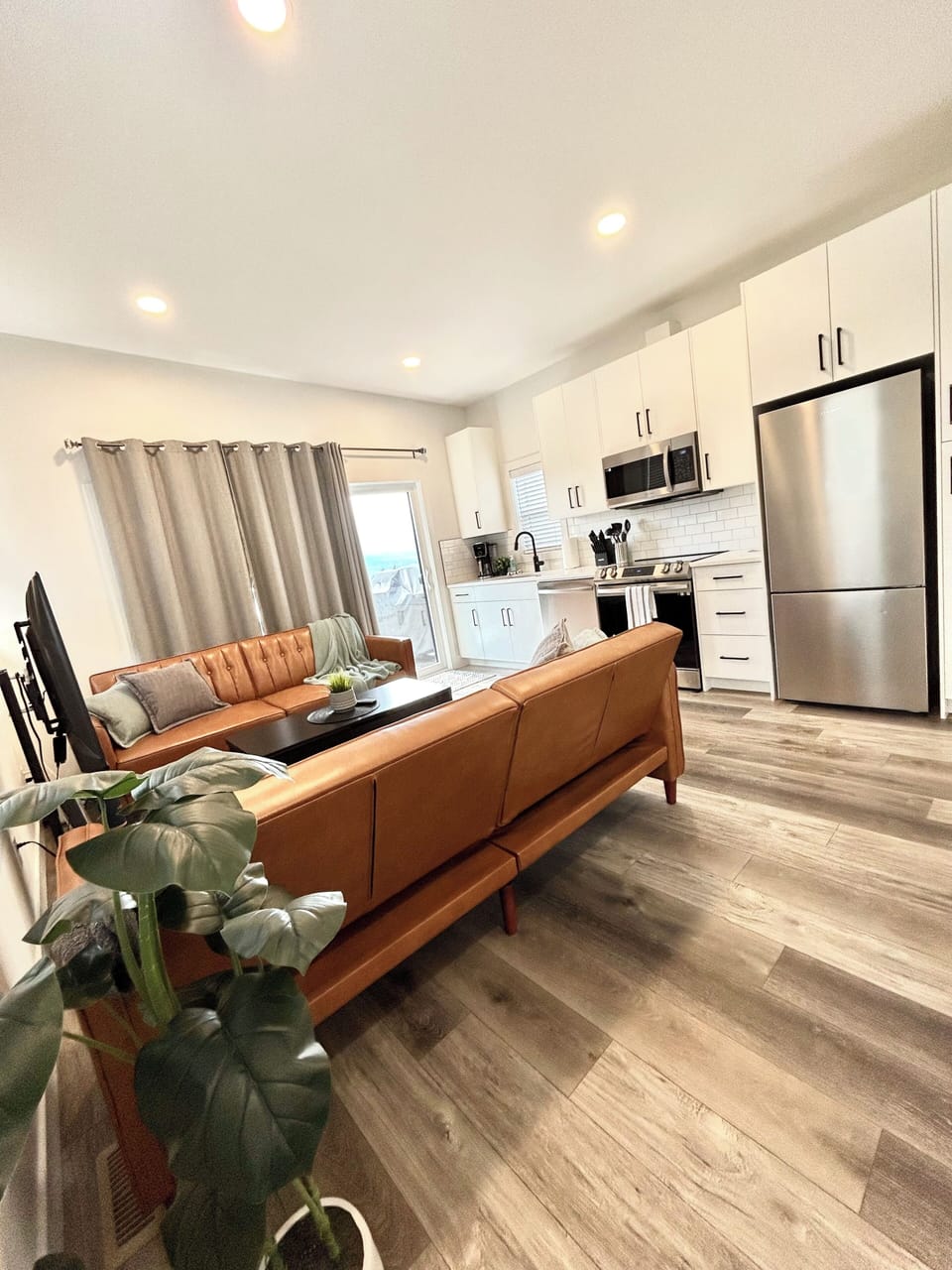 Both couches fold down into twin beds.
Modern kitchen.