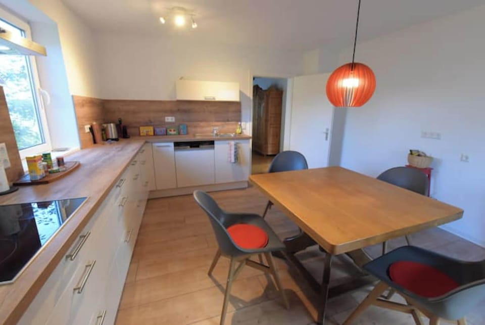 Large modern kitchen with dinning area