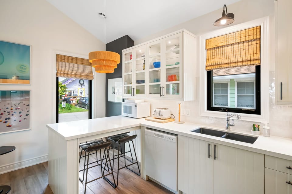 dining area with bar stools