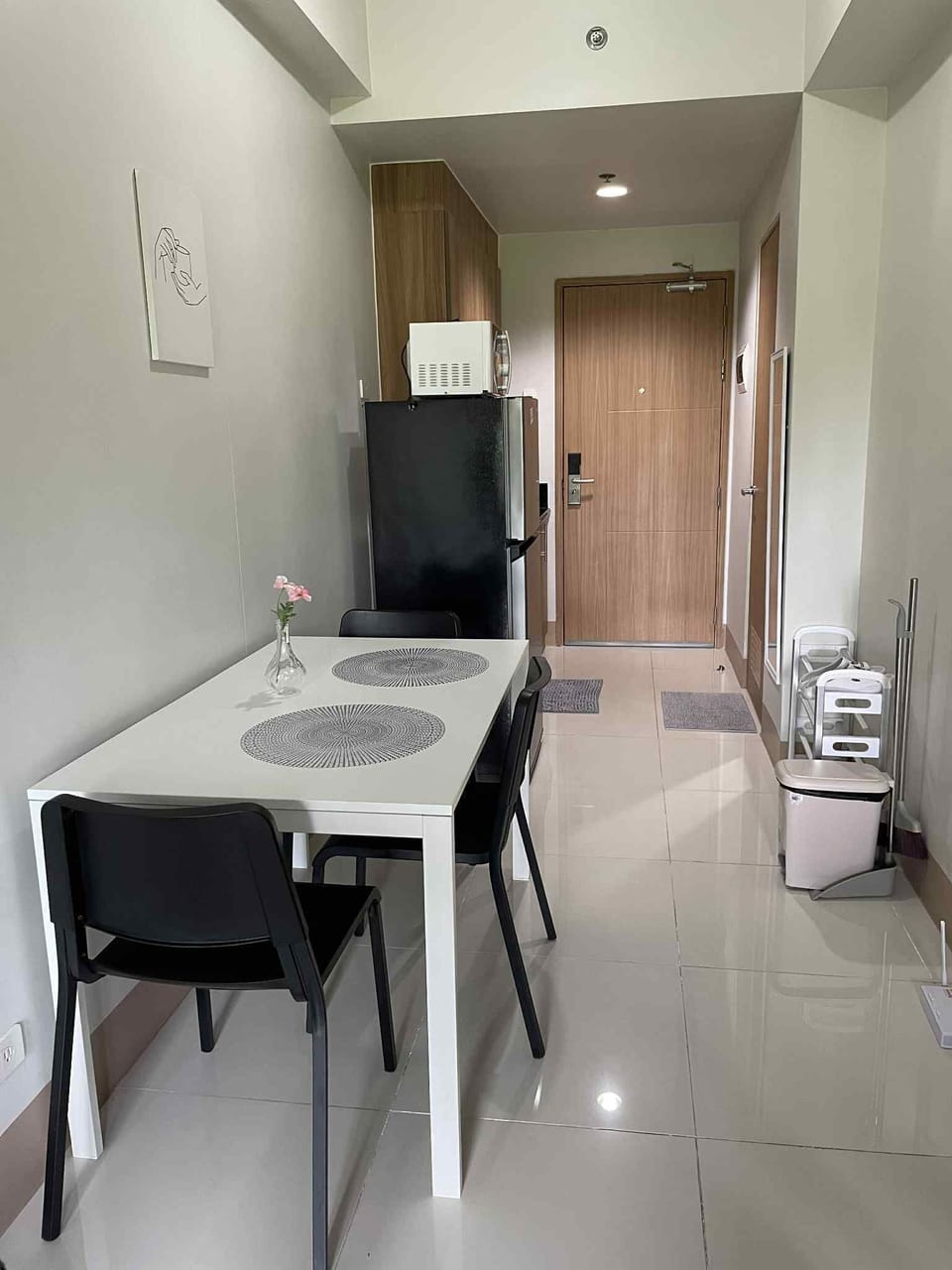 Your dining area with one table and 3 chairs.