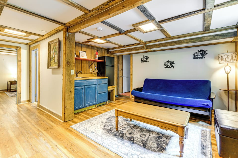 Den | Mini Fridge & Wet Bar | Rustic Mountain Decor