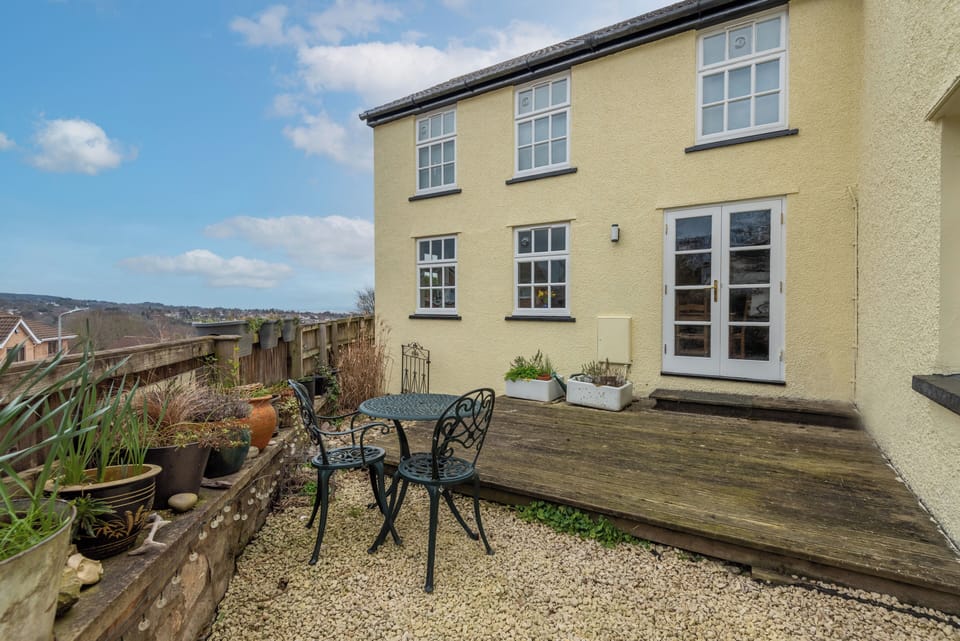 The rear of the cottage has fine views across Chepstow and the Wye Valley.