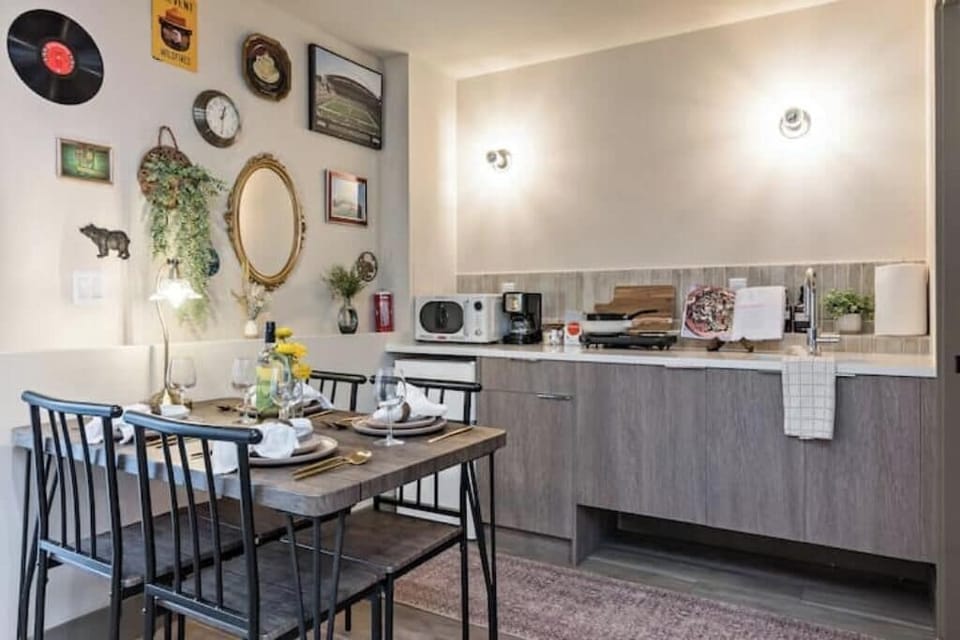 The kitchen is just steps away and is fully equipped for your stay.