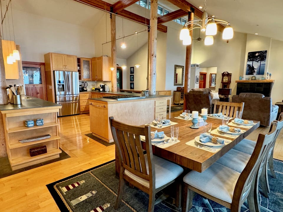 Seaside Dream is delightfully spacious, yet cozy with the fireplace and ocean.