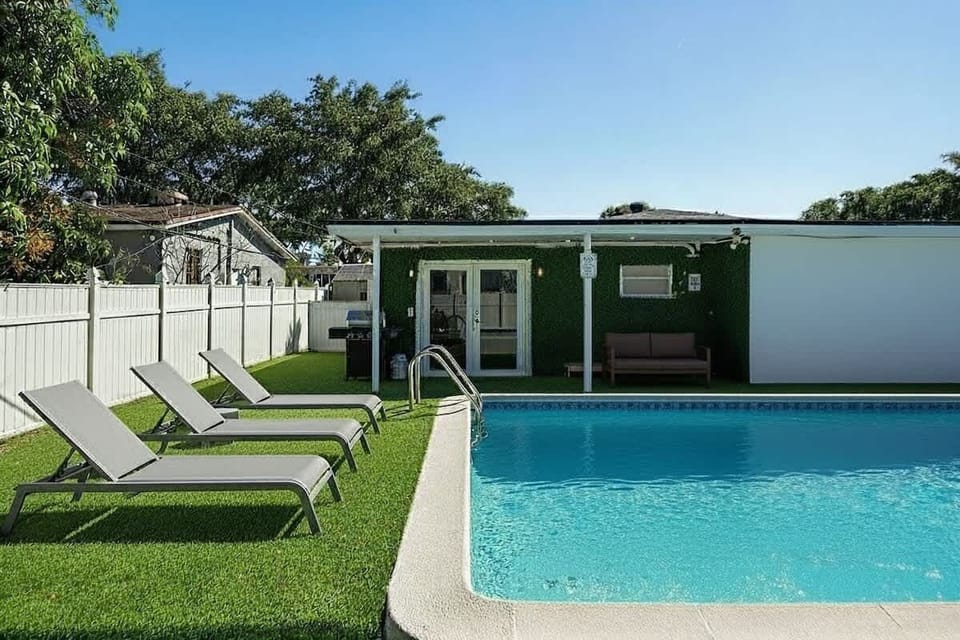 The pool area is designed for both recreation and relaxation, with ample space for lounging and soaking up the sun on relaxing lounges.
