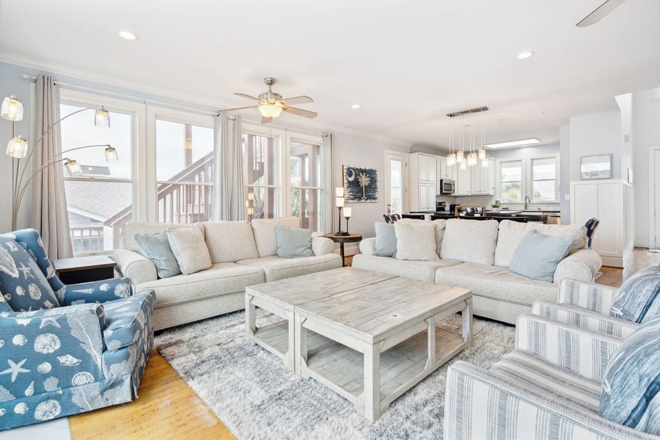 Large windows that provide ample natural light to the interior.