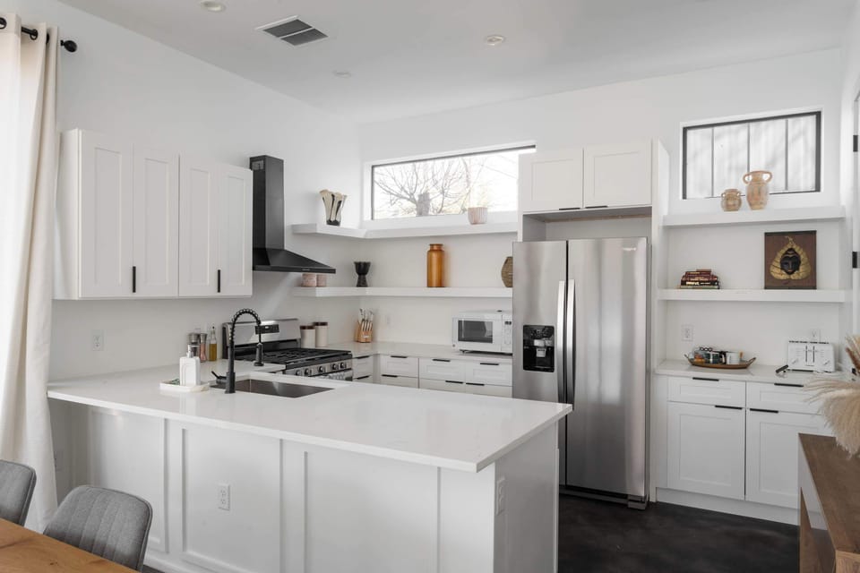 Modern kitchen with silver appliances