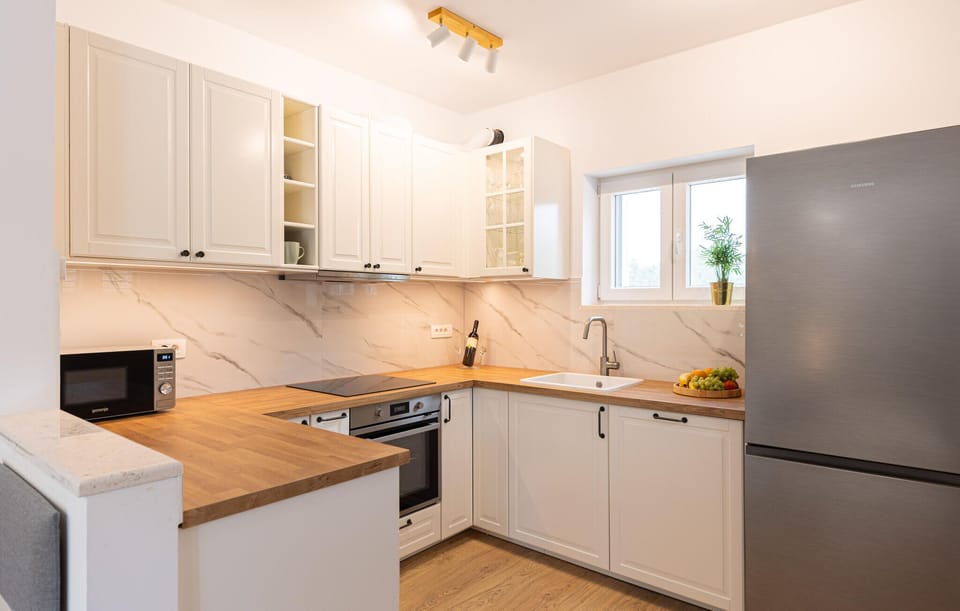 Fridge, oven, stovetop, dishwasher