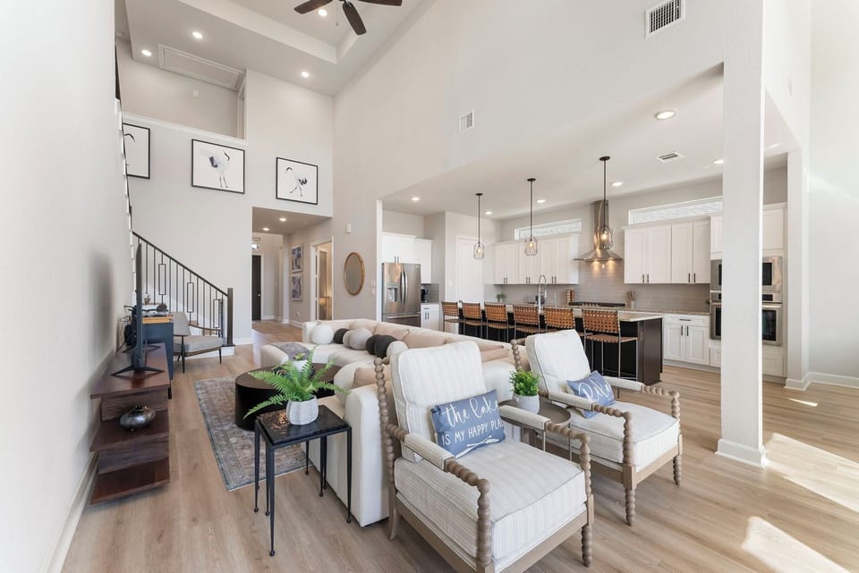 Our open-concept living room/dining space makes it easy to mingle with everyone.