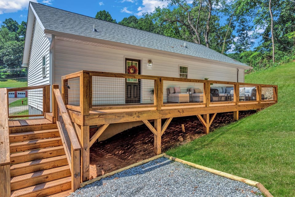 Cozy Front Entry with Wooden Deck