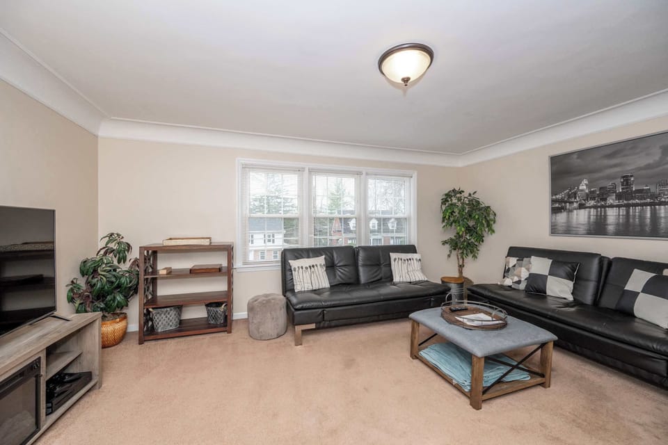 Stream your favorites on the smart TV in the sophisticated living room