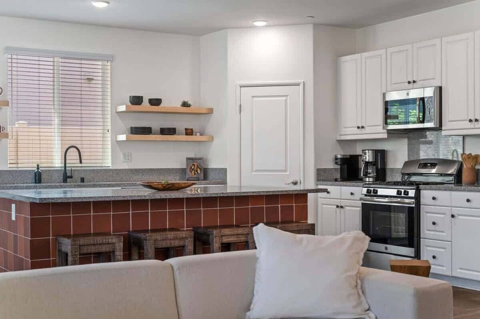 Open kitchen and living area seating