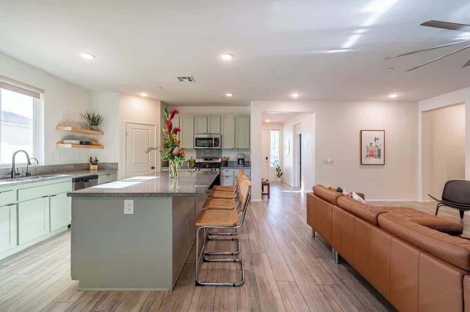 Open kitchen and living area