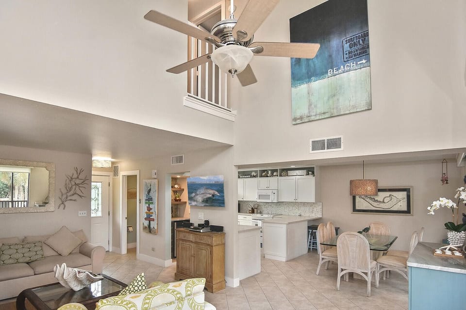 Open layout and high ceilings throughout the space.
