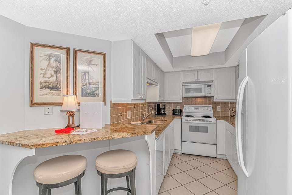 Kitchen with granite countertops