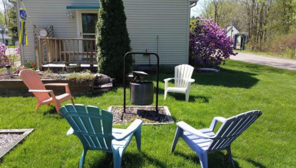 large front and back yard with firepit