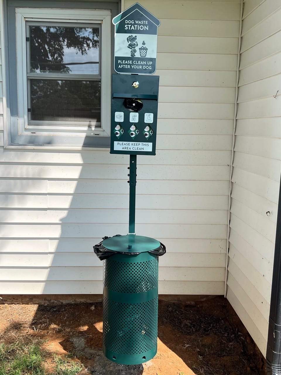 Dog waste station for your convenience.  Please pick up after your pets.